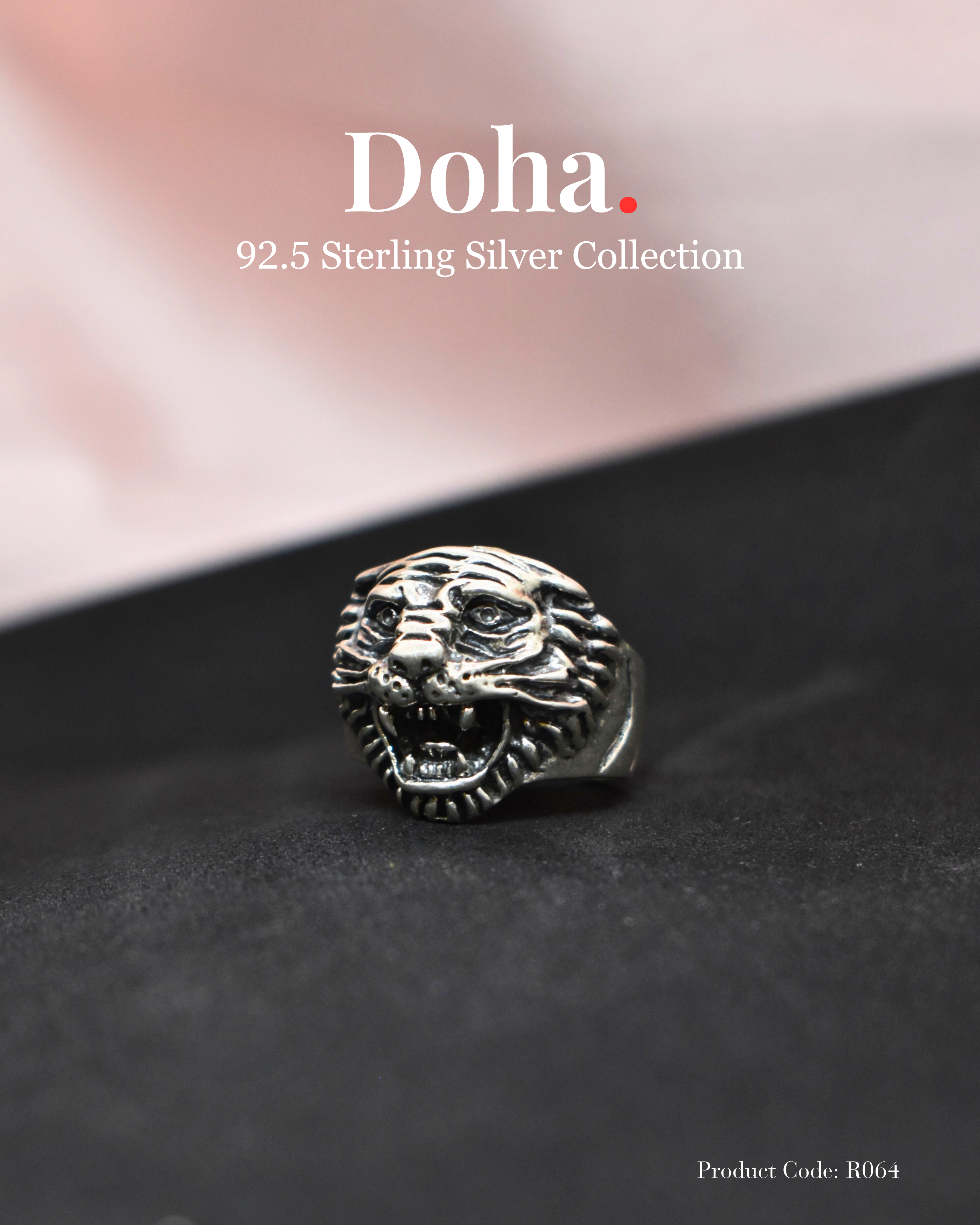 Sterling Silver Lion Head Signet Ring