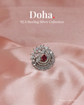 Ruby Pear & Marquise Sunburst Sterling Silver Ring