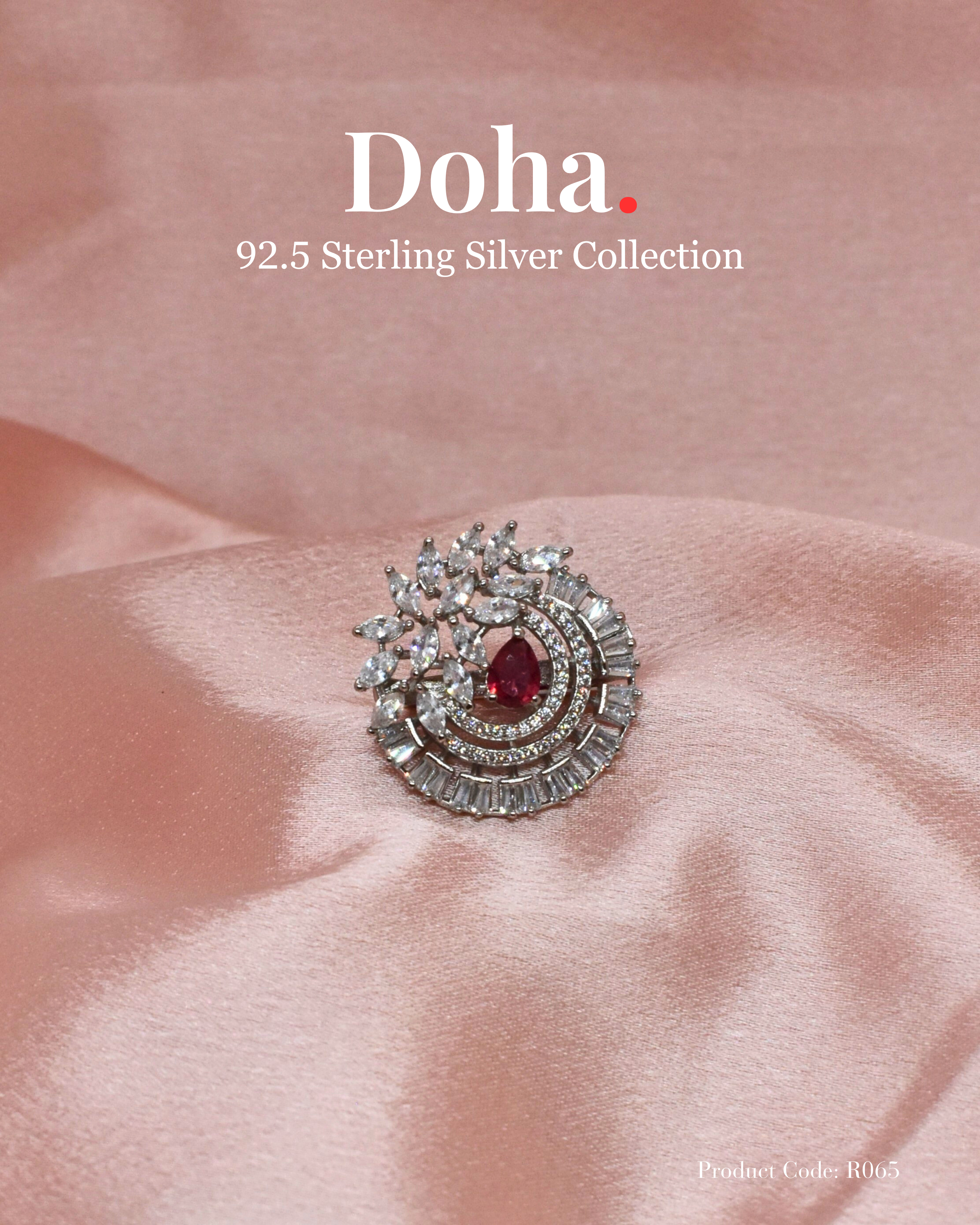 Ruby Pear & Marquise Sunburst Sterling Silver Ring