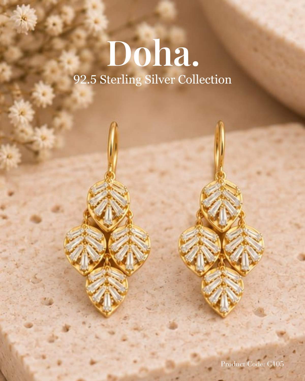 Leaf Cluster Drop Earrings