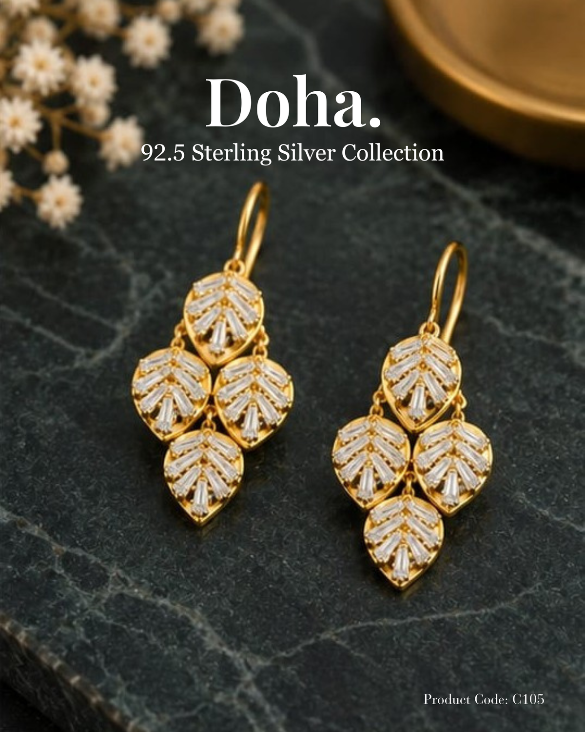 Leaf Cluster Drop Earrings