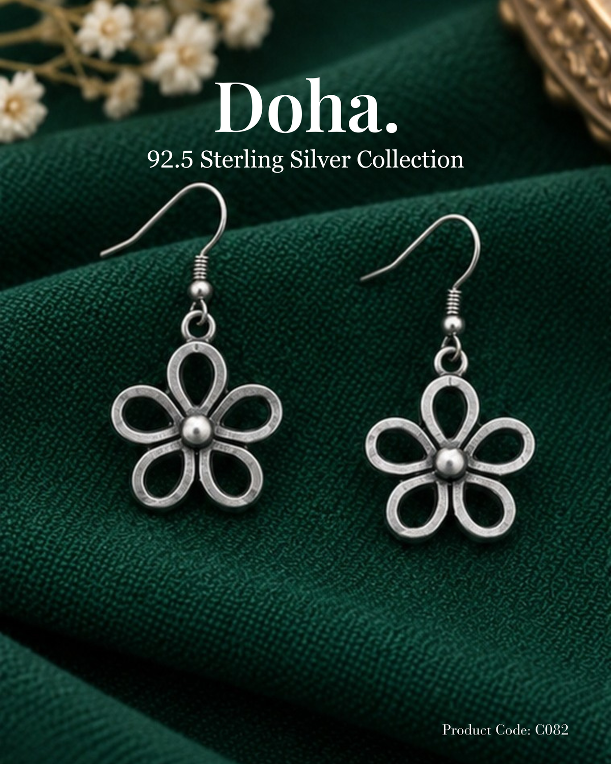 Five Petal Flower Drop Earrings