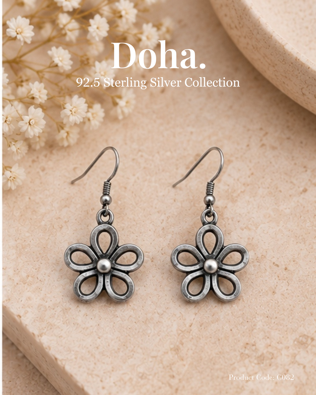 Five Petal Flower Drop Earrings