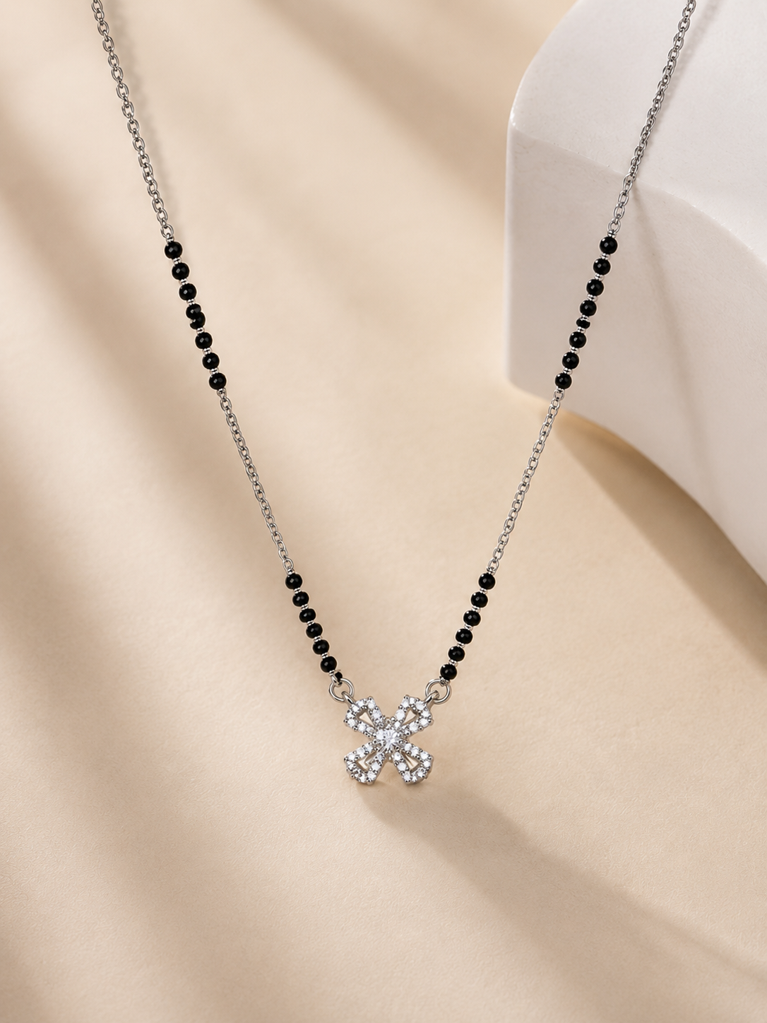Four Petal CZ Mangalsutra in 92.5 Sterling Silver