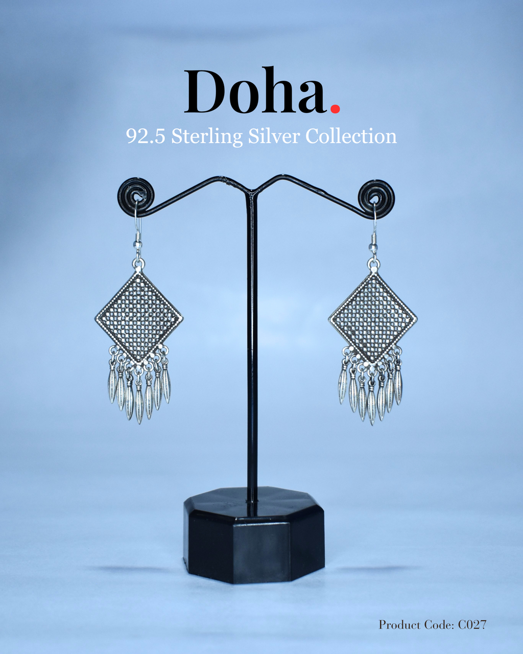 Diamond Mesh Fringe Drop Earrings