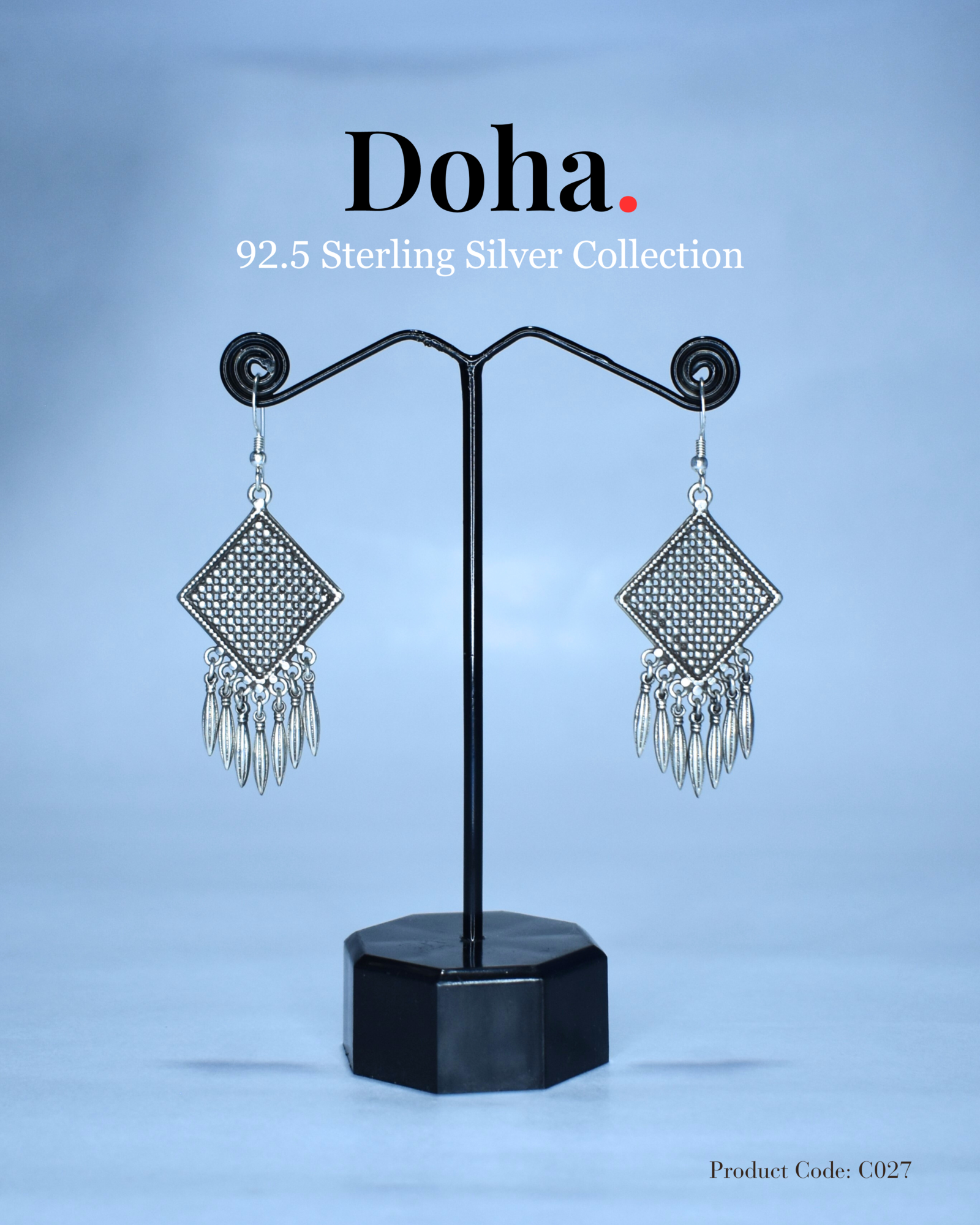 Diamond Mesh Fringe Drop Earrings