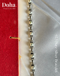 Doha Pearl Bracelet – 92.5 Sterling Silver link bracelet with real pearls and oxidised finish on white satin fabric