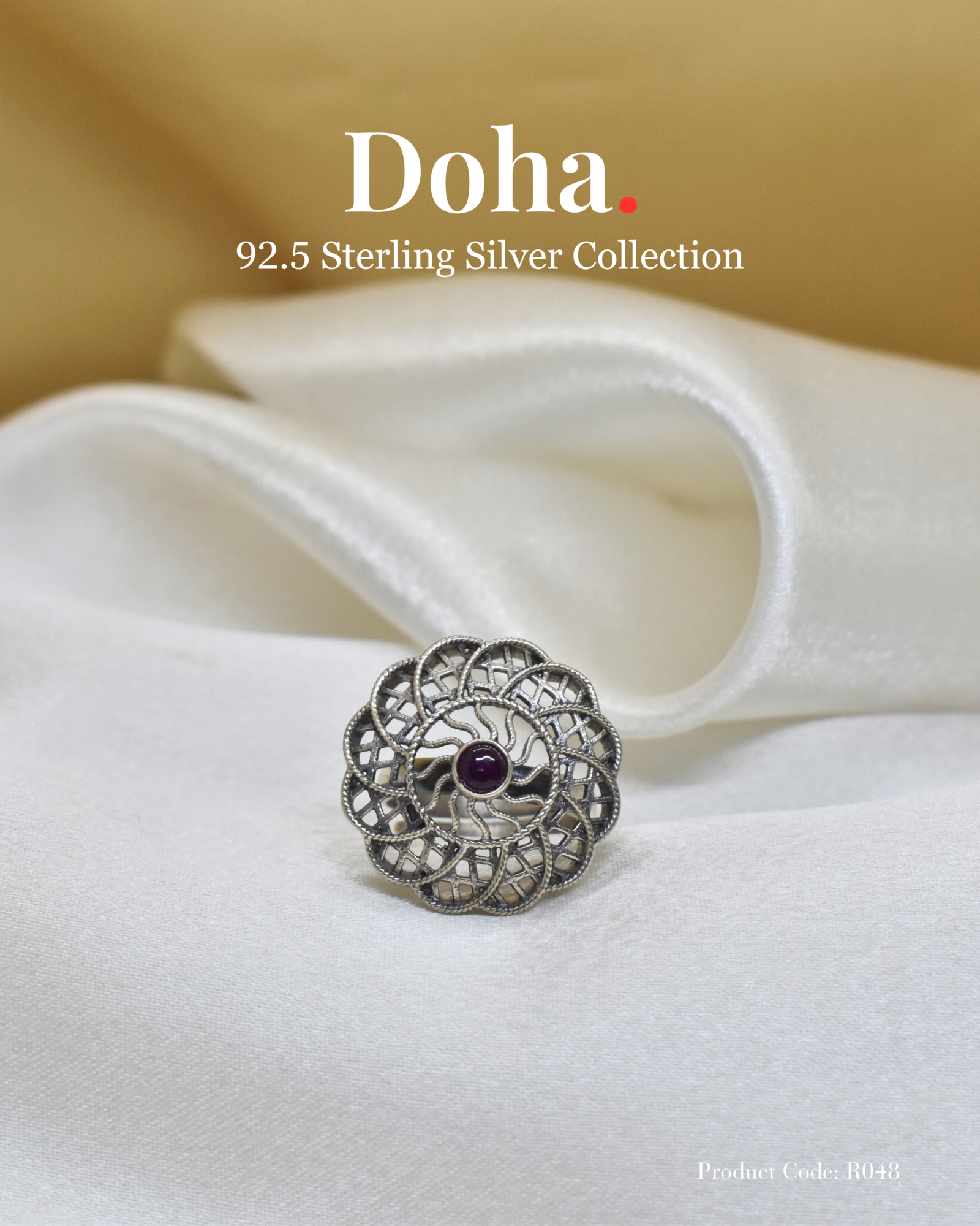 Amethyst Filigree Sterling Silver Ring