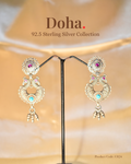 Twin Peacock Chandbali Jhumka Earrings – 92.5 Sterling Silver