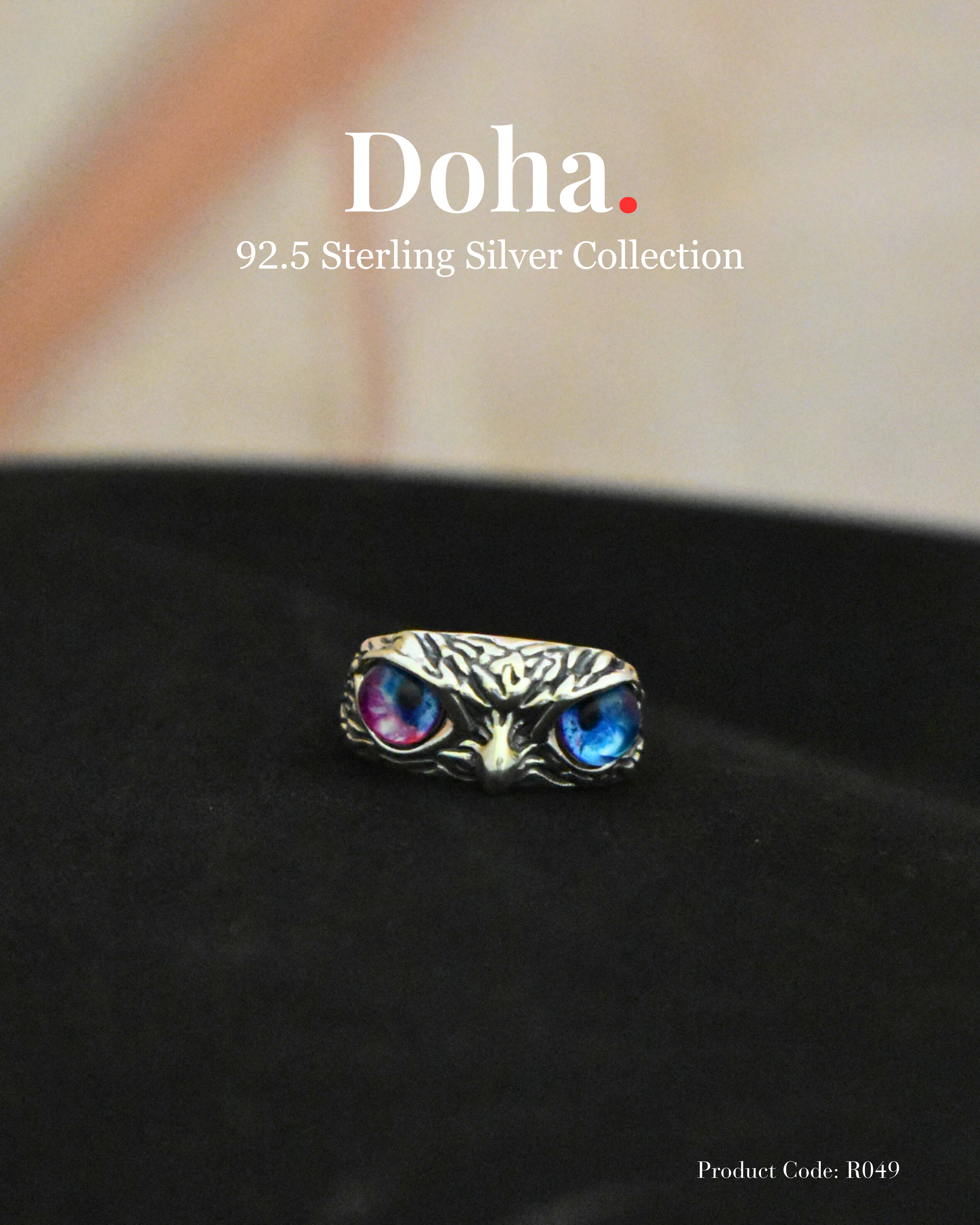Owl Eye Sterling Silver Ring