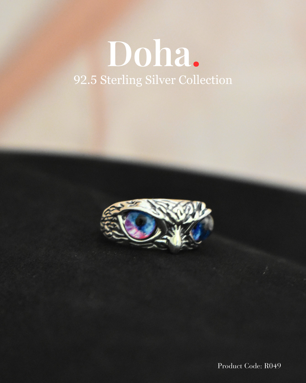 Owl Eye Sterling Silver Ring