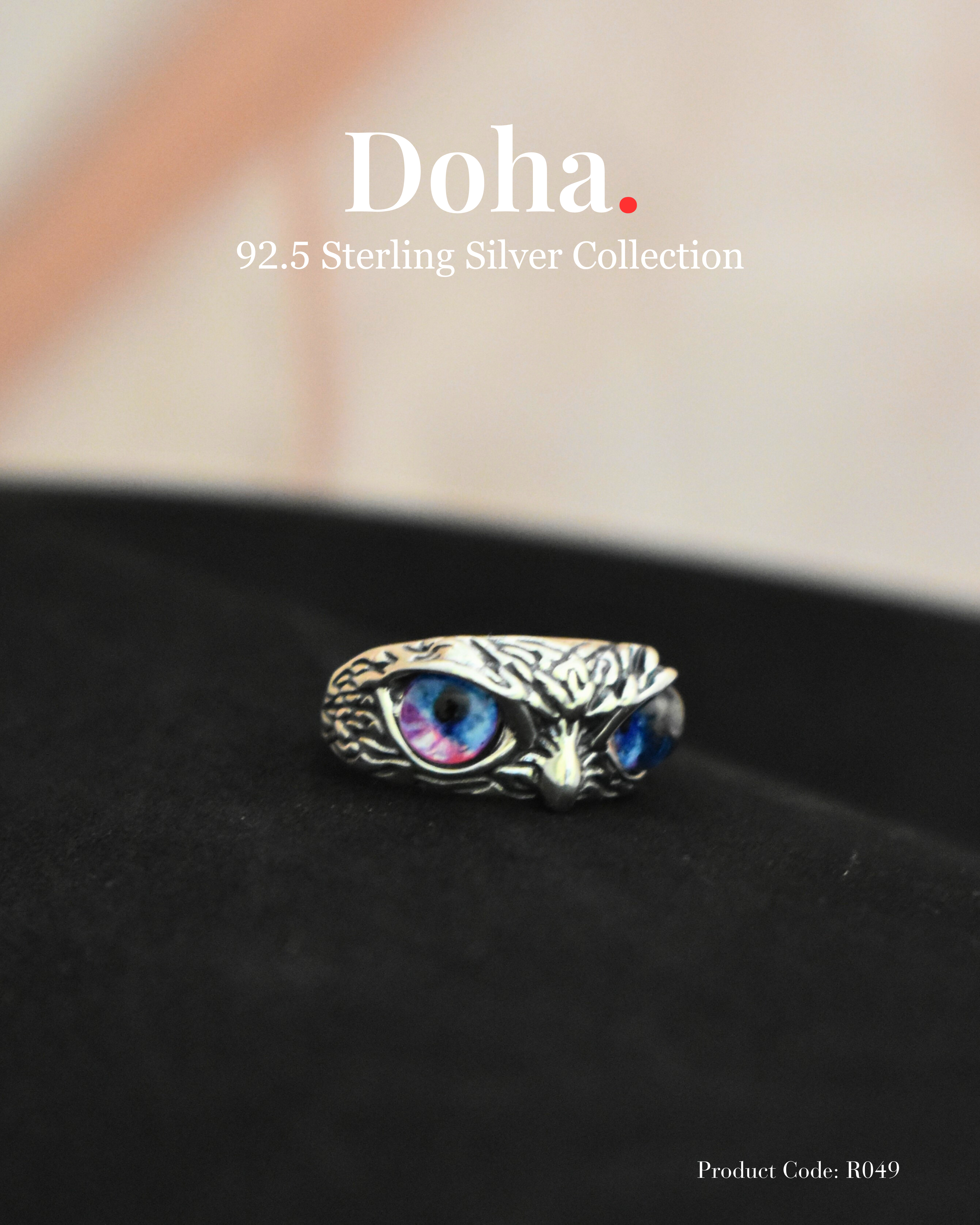 Owl Eye Sterling Silver Ring