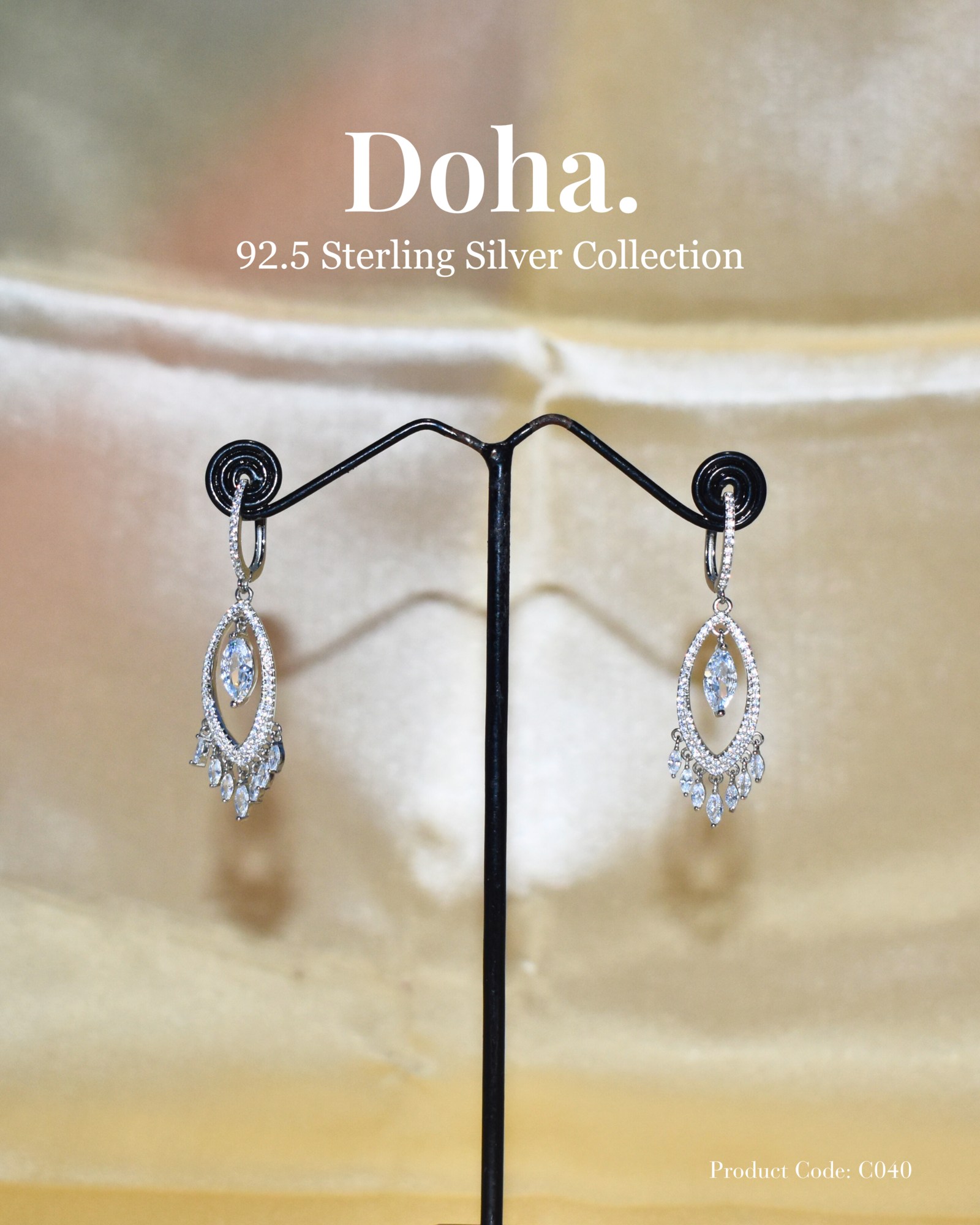 Marquise CZ Chandelier Drop Earrings