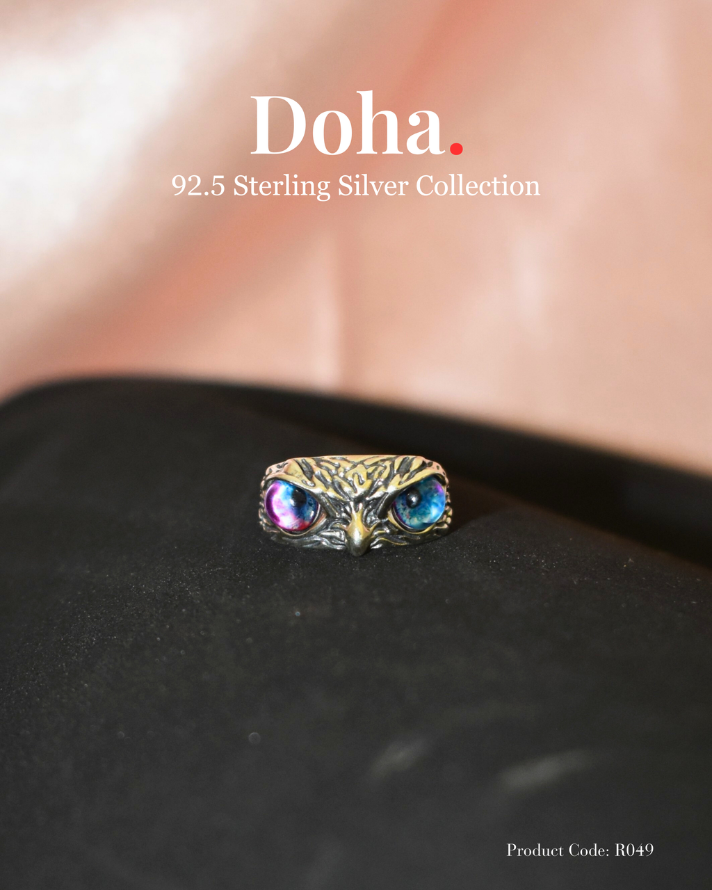 Owl Eye Sterling Silver Ring