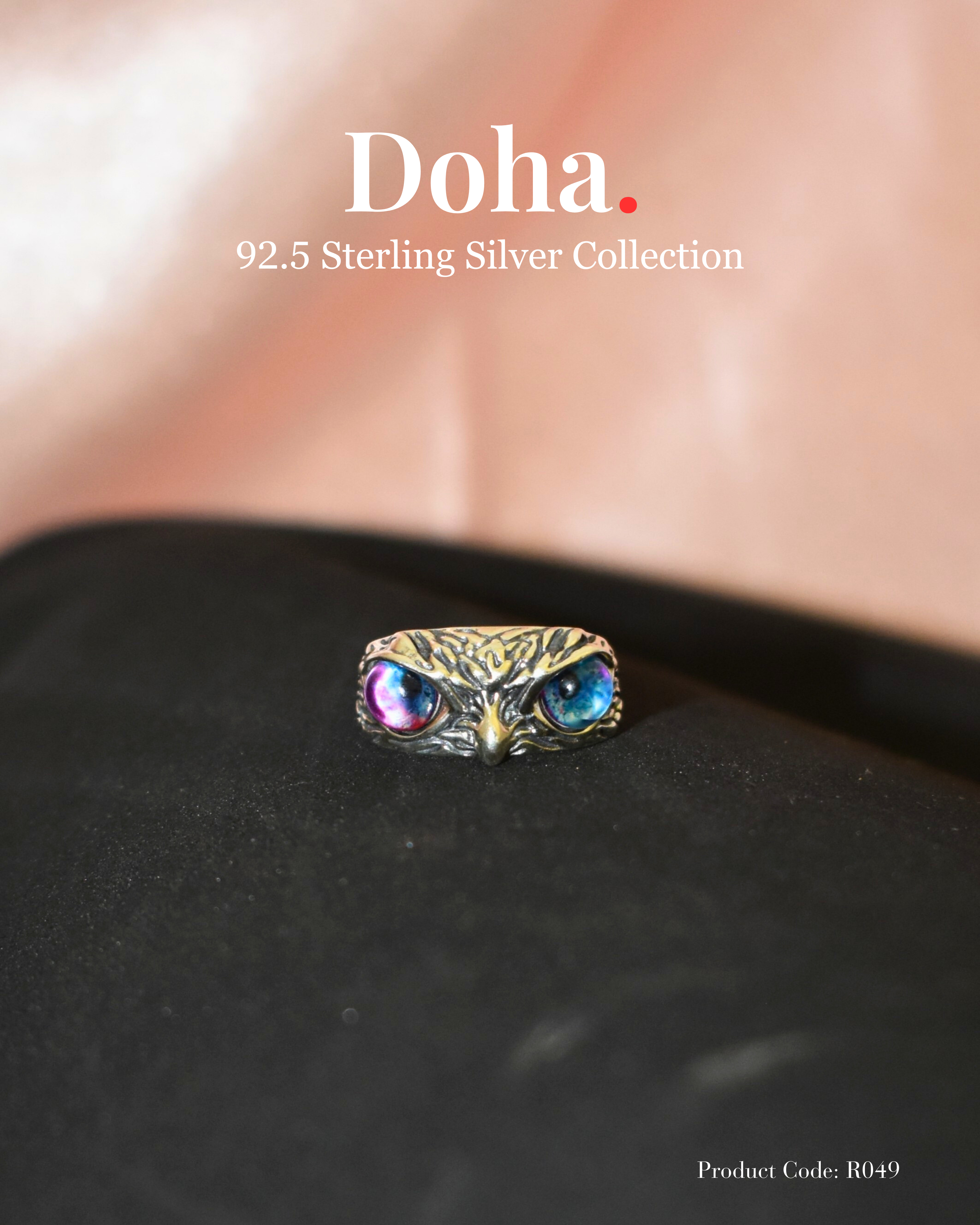 Owl Eye Sterling Silver Ring