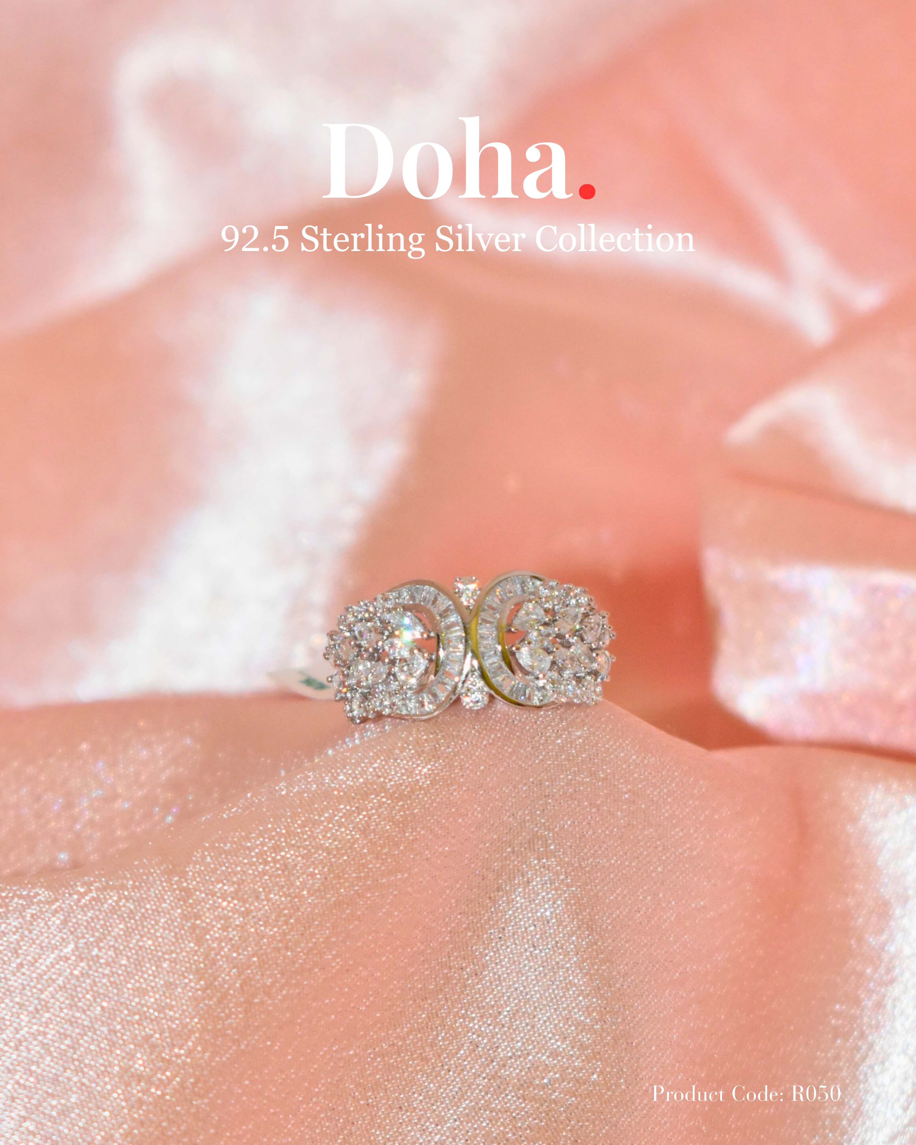 Double Cluster Halo Sterling Silver Ring