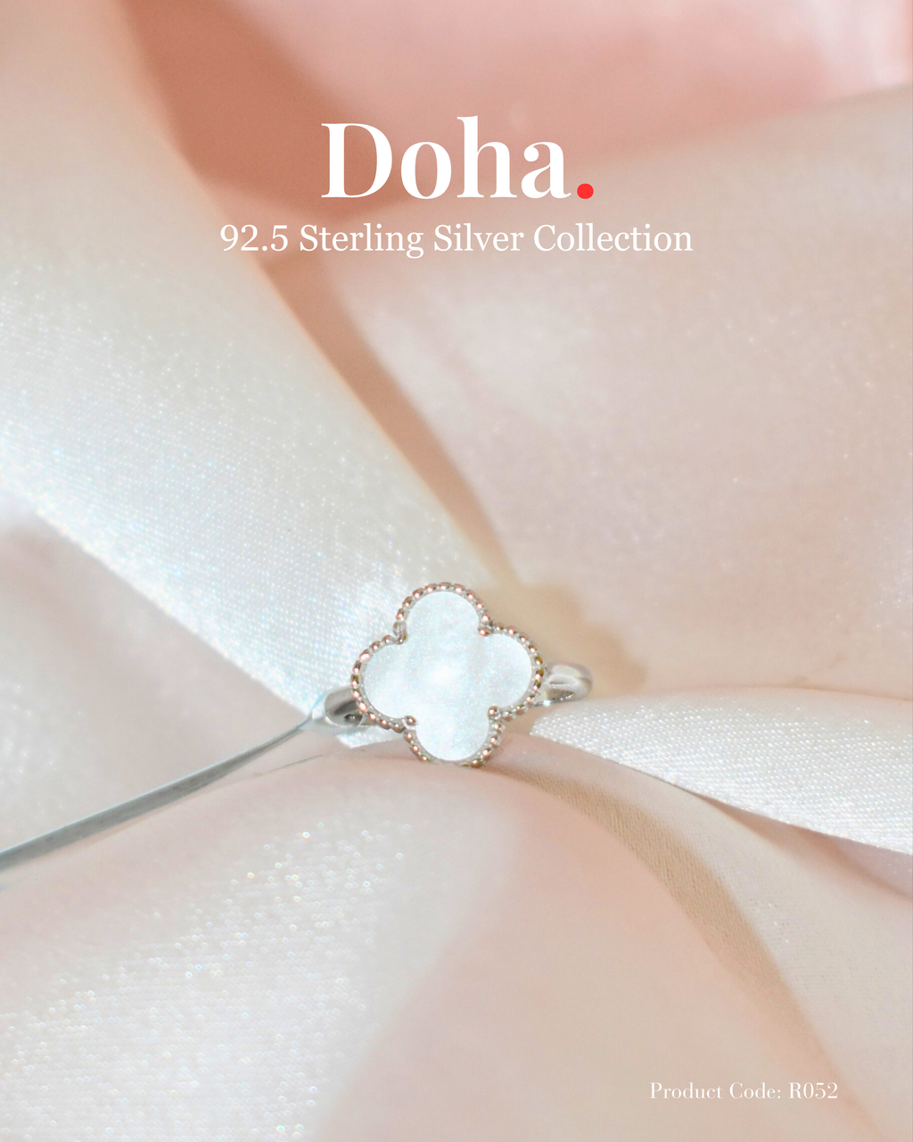Mother of Pearl Clover Sterling Silver Ring
