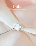 Mother of Pearl Clover Sterling Silver Ring