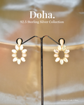 Mother of Pearl Floral Hoop Stud Earrings – 92.5 Sterling Silver
