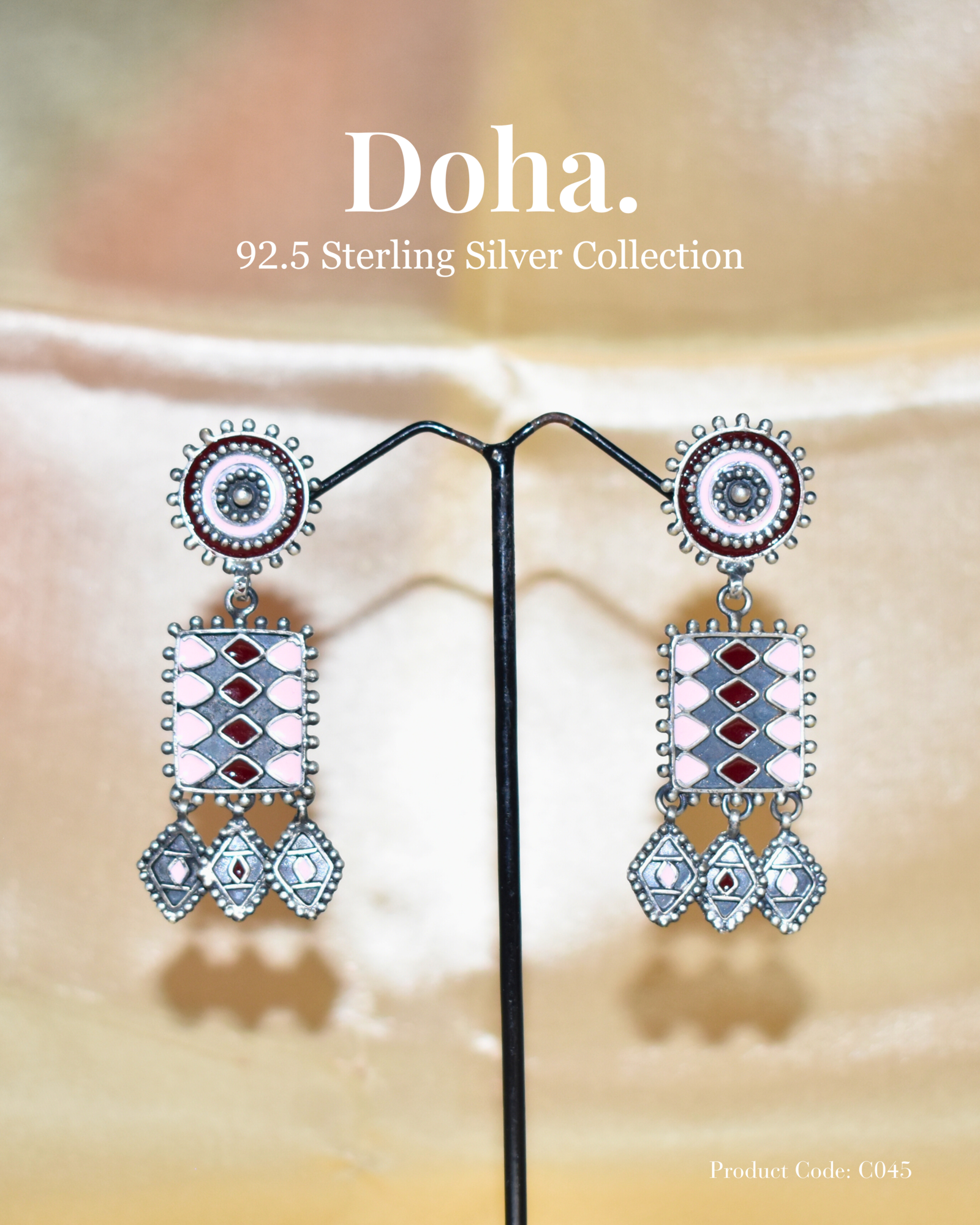 Meenakari Diamond Tile Drop Earrings