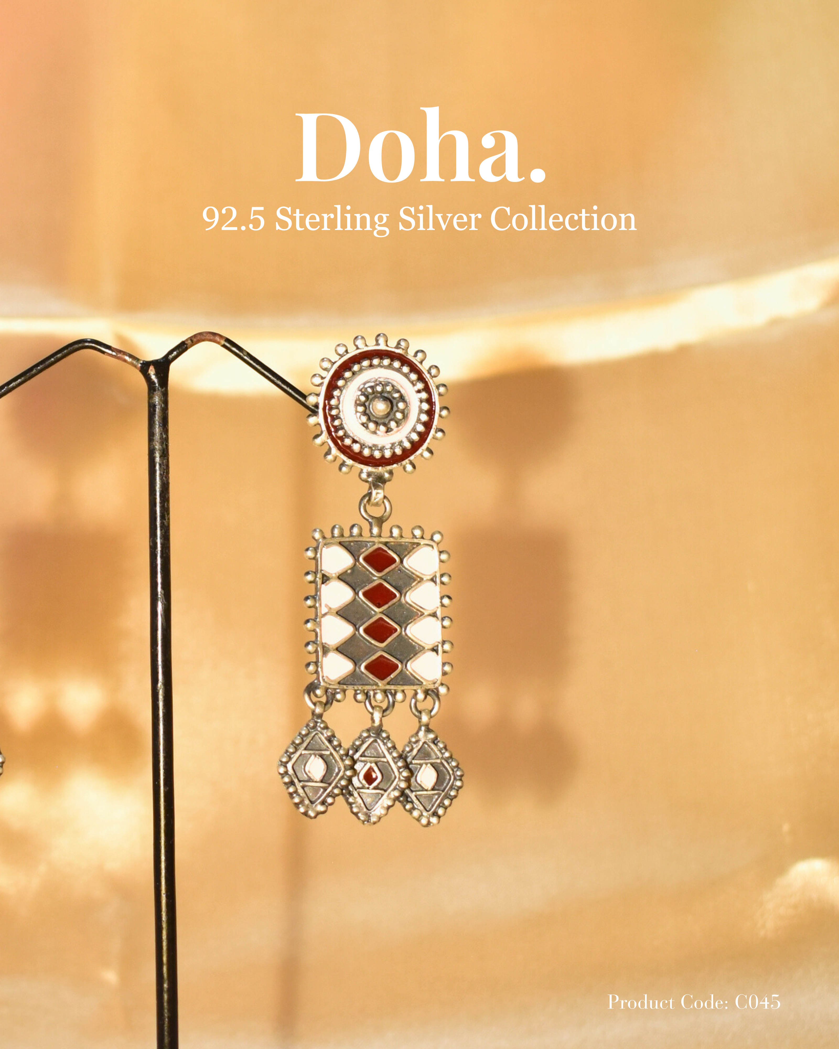 Meenakari Diamond Tile Drop Earrings
