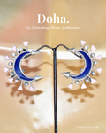 Cobalt Blue Enamel Spike Hoop Earrings